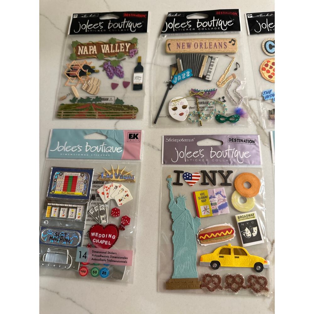 117 World Travel Stickers -10 new packages Canada Italy Vegas Texas Chicago more